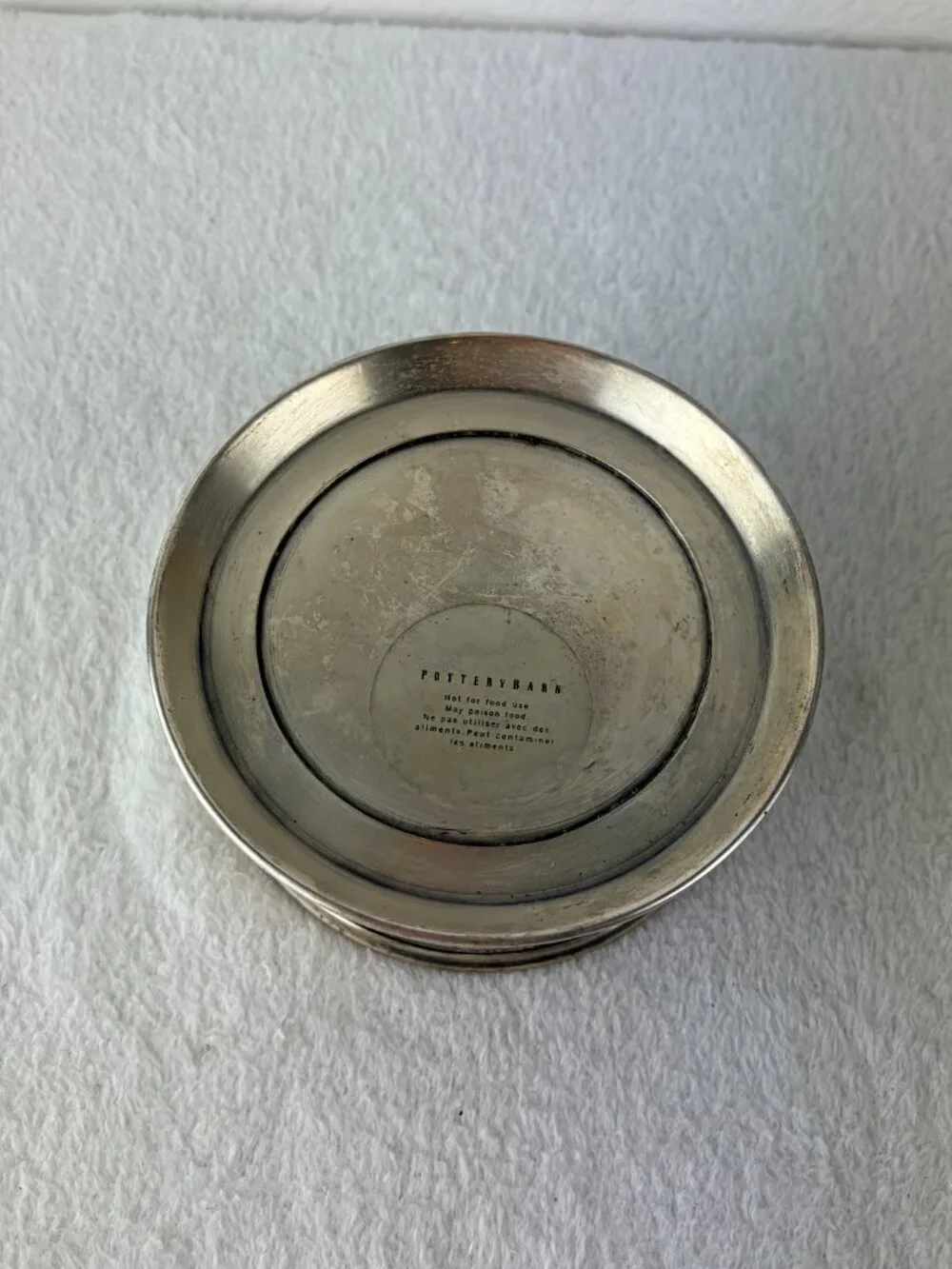 Pottery Barn Silver Decorative Pewter Wine Bottle Coaster Candle Holder
